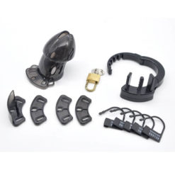 Plastic Male Chastity Cage With Adjustable Ring Black Package