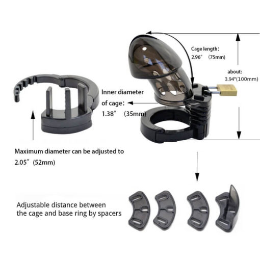 Plastic Male Chastity Cage With Adjustable Ring Size Chart