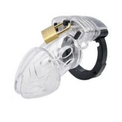 Plastic Male Chastity Cage With Adjustable Ring Transparent