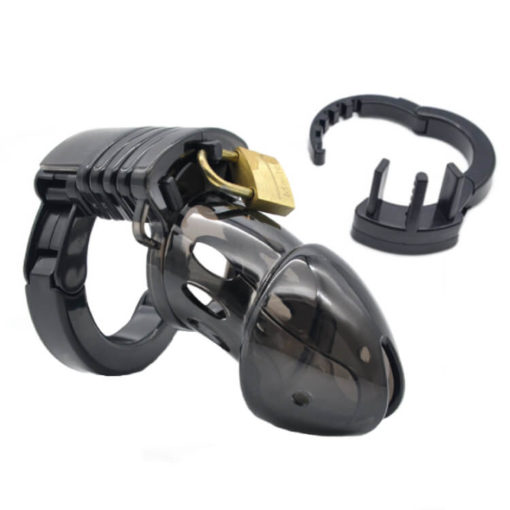 Plastic Male Chastity Cage With Adjustable Ring Black