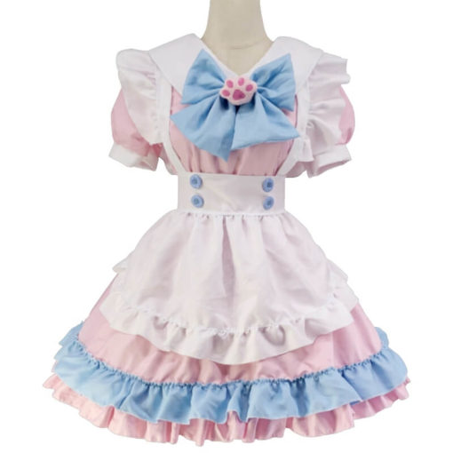 Anime Pink Sissy Maid Lolita Dress Plus Size Cosplay Costume Set Front
