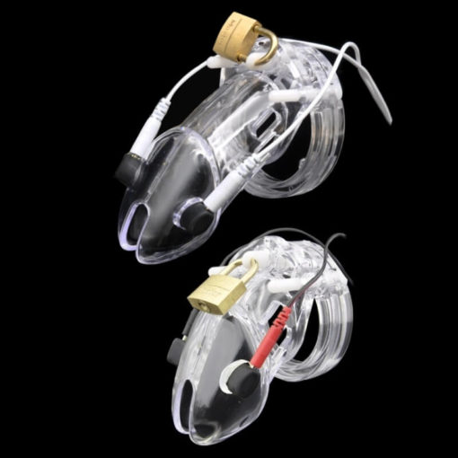 Electric Chastity Slave Plastic Cock Cage Transparent