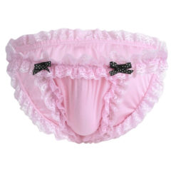 Frilly Lace Ruffled Crossdress Sissy Maid Panties Briefs Underwear Pink
