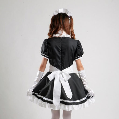 Japanese Anime Sissy Maid Cosplay Lolita Dress With Socks Gloves Set Back