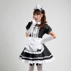 Japanese Anime Sissy Maid Cosplay Lolita Dress With Socks Gloves Set Model2