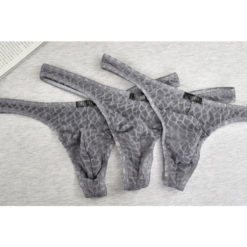 Sissy Lace Pouch Panties Mens Thongs Sexy G-String Underwear Grey 3pack