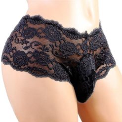 Sissy Pouch Panties Lingerie For Men Lace Underwear Briefs Black Front