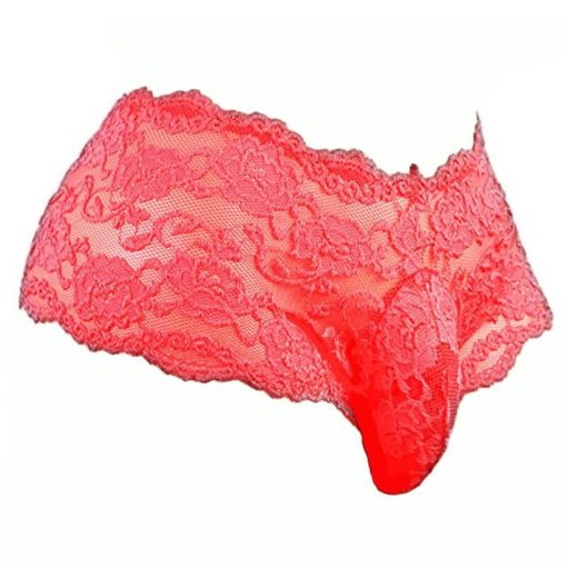Sissy Pouch Panties Lingerie For Men Lace Underwear Briefs Red Front