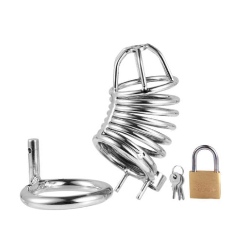 Classical Male Steel Chastity Cage With Brass Padlock Package