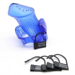 Colorful Sissy Permanent Chastity Cage PC Sex Toy Blue Long