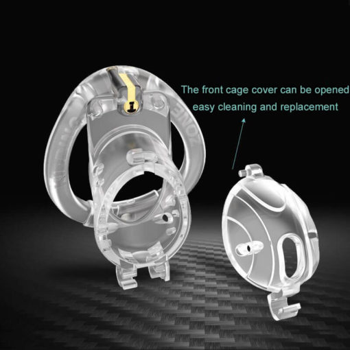 Plastic Double Lock Chastity Cage With Hinged Ring Front Cover