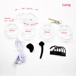 Polycarbonate Electric Torture Sissy Chastity Cage Transparent Long