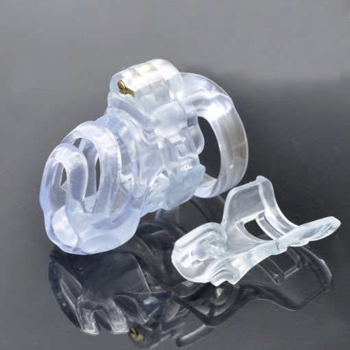 Resin Prince Albert Chastity Cage For Sissy Slave Training Clear With PA Pad