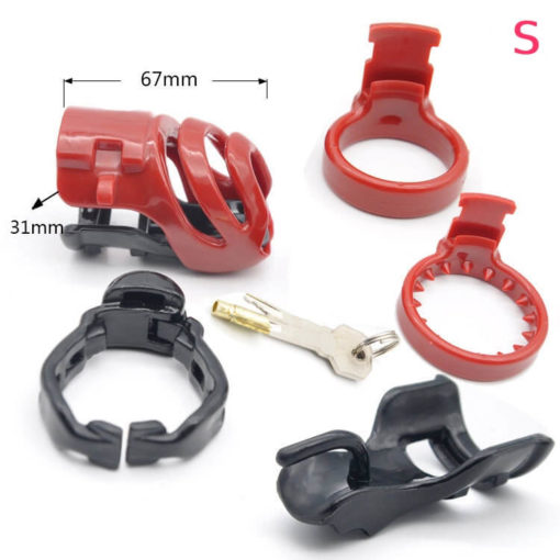 Resin Prince Albert Chastity Cage For Sissy Slave Training Red Package