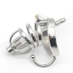 Sissy Chastity Cage With Catheter Stainless Steel BDSM Bondage Toy Side