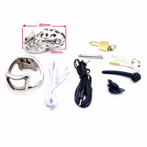 Sissy Chastity Electric Cock Cage Stainless Steel BDSM Sex Toy Short Package