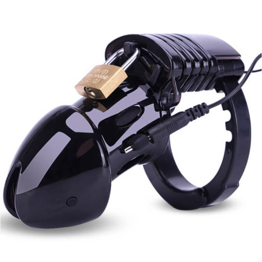 Sissy Maid Plastic Electric Chastity Cage For BDSM Plays Black