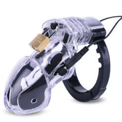 Sissy Maid Plastic Electric Chastity Cage For BDSM Plays Transparent