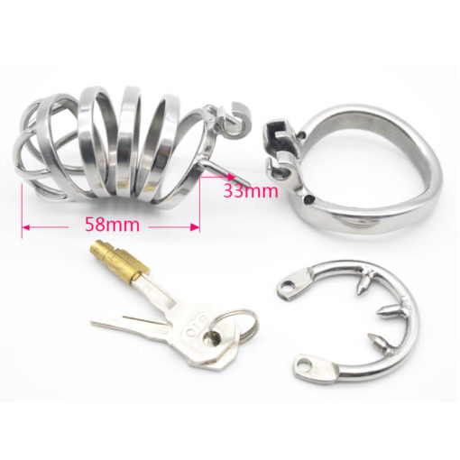 Stainless Steel Spiked Cock Cage For Sissy Chastity Training Long Size