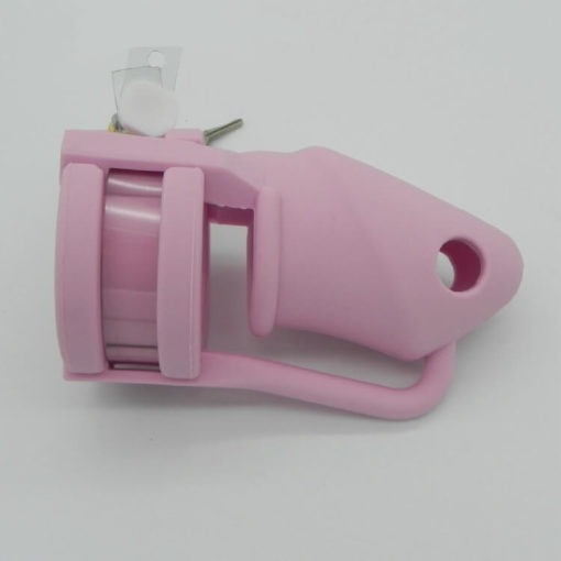 Male Soft Silicone Chastity Cage For Sissy Boy Pink Side