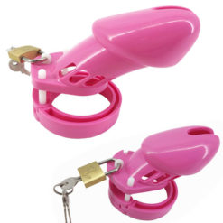 Plastic Sissy Boy Chastity Cage Permanent Restraints Toy Pink