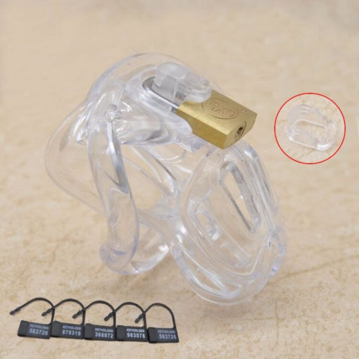 Sissy CBT Plastic Small Cock Cage With E-stim Kit Clear Common Type