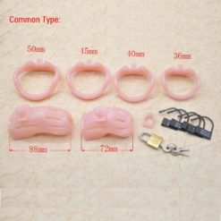 Sissy CBT Plastic Small Cock Cage With E-stim Kit Pink Common Type