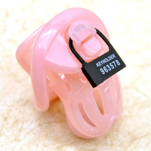 Sissy CBT Plastic Small Cock Cage With E stim Kit Pink Common Type Short With Plastic Lock