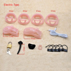 Sissy CBT Plastic Small Cock Cage With E-stim Kit Pink Electric Type