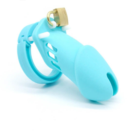Sissy Maid Silicone Chastity Device BDSM Sex Toy Blue Standard