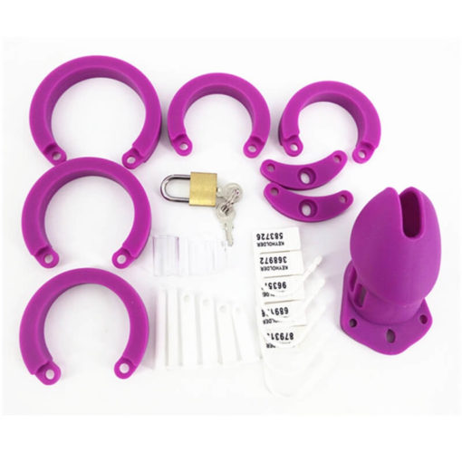 Sissy Maid Silicone Purple Chastity Cage Package