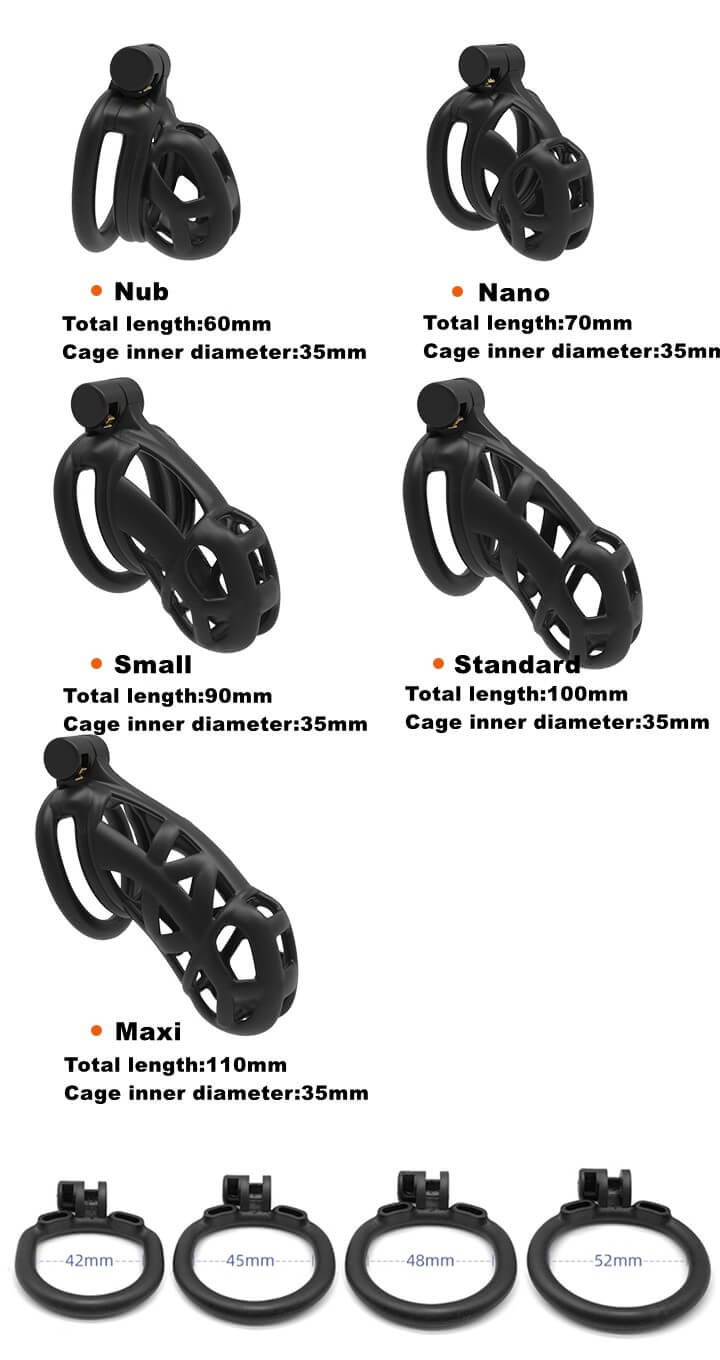 3D Printed BDSM Cobra Chastity Cage V1 Sizes