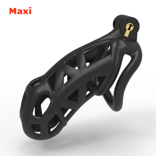 3D Printed BDSM Cobra Chastity Cage V2 Black Maxi