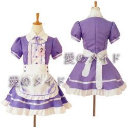 Japanese Anime Sissy Maid Cosplay Lolita Dress With Socks Gloves Set Purple