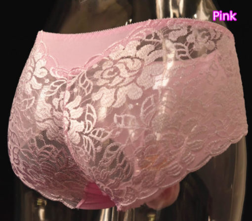 Sissy Lace Cotton Panties Briefs Plus Size U type Penis Pouch Underwear Pink Back