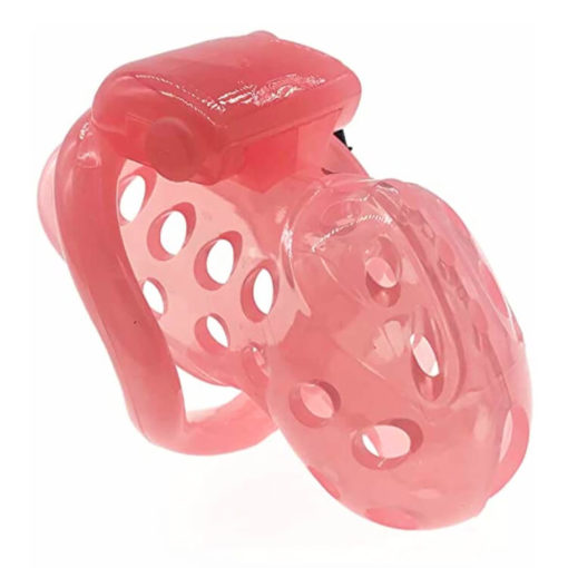 Pink Chastity Cage With Vent Holes Pink Short Front