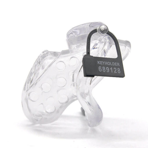 Pink Chastity Cage With Vent Holes Transparent With Plastic Lock
