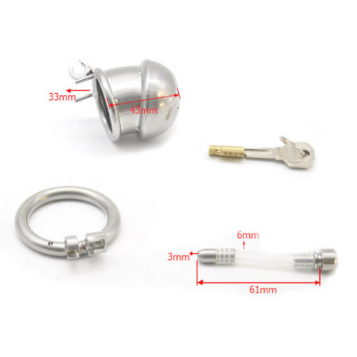 Completely Enclosed Stainless Steel Urethral Male Chastity Tube Short Package1