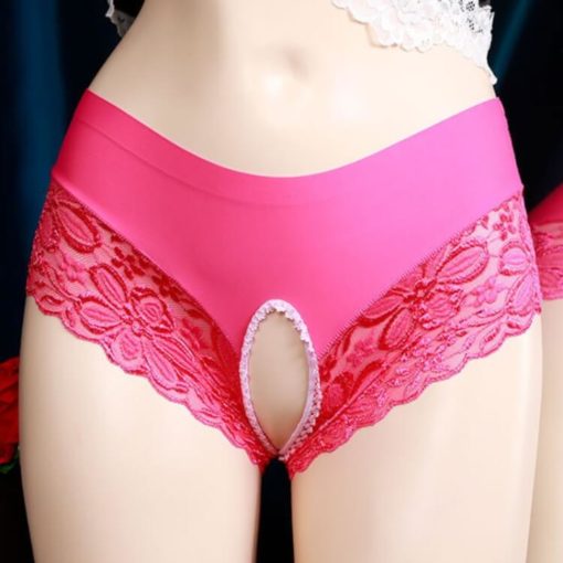Cute Sissy Lace Crotchless Panties Pink Front