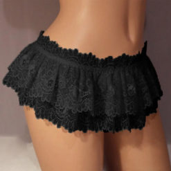 Mini Ruffled Skirt With Thong Black Front