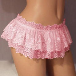 Mini Ruffled Skirt With Thong Pink Front