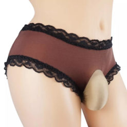 Sexy Lace Exposed Buttock Panties Brown Front