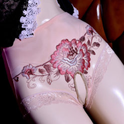 Sissy Lux Embroidered Floral Open Crotch Panties Complexion
