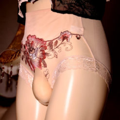 Sissy Lux Embroidered Floral Pouch Panties Complexion Front