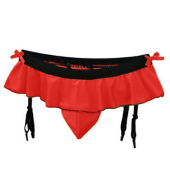 Sissy Satin Thong With Mini Skirt Red