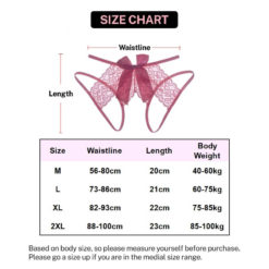 Hot Bow Open Crotch Lace Underwear Size Chart