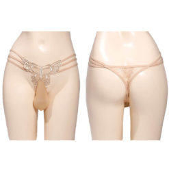 Lace Butterfly Bandage Thong With Pouch Complexion Front And Back
