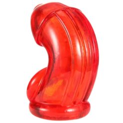 Latex Rubber Chastity Cage Red Back