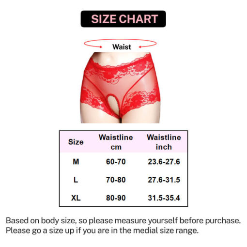 Open Crotch Lace Sheer Classic Underwear Size Chart