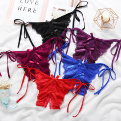 Side Tie Crotchless Lace Panties Color Group